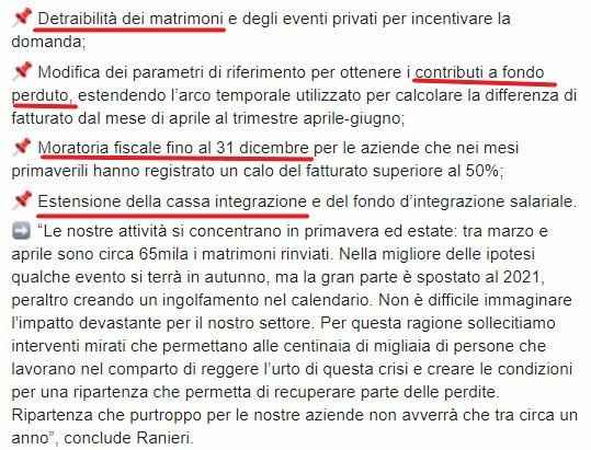 Richieste Federmep al Governo per ripartenza del settore wedding, tra cui detraibilità dei matrimoni