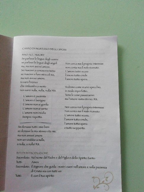 Libretto matrimonio e letture - 1