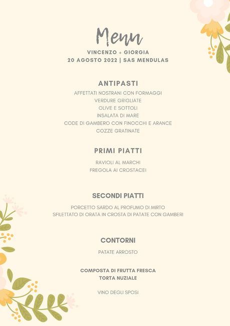 Stampa menù tavoli 1