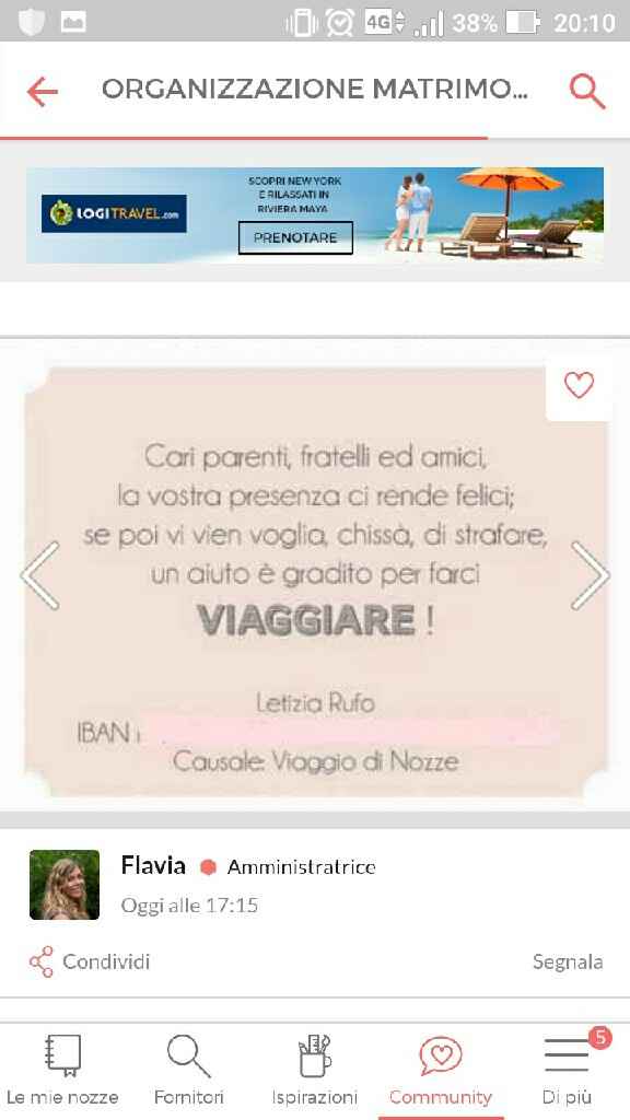 Partecipazioni e codice iban x viaggio di nozze - 1