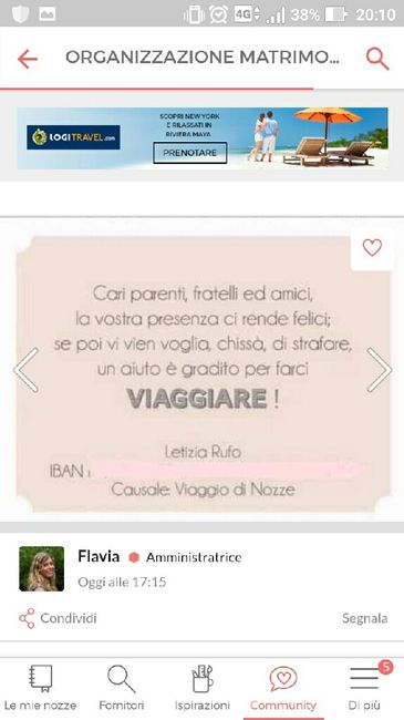 Partecipazioni e codice iban x viaggio di nozze - 1