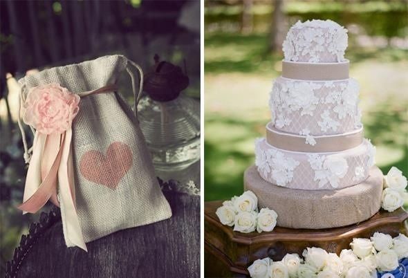 Wedding cake  Burlap 