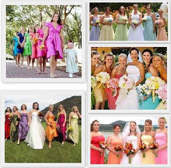 rainbow bride/bridesmaid