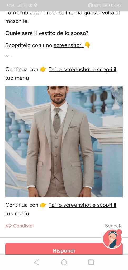 Fai lo screenshot e scopri il vestito dello sposo - 1