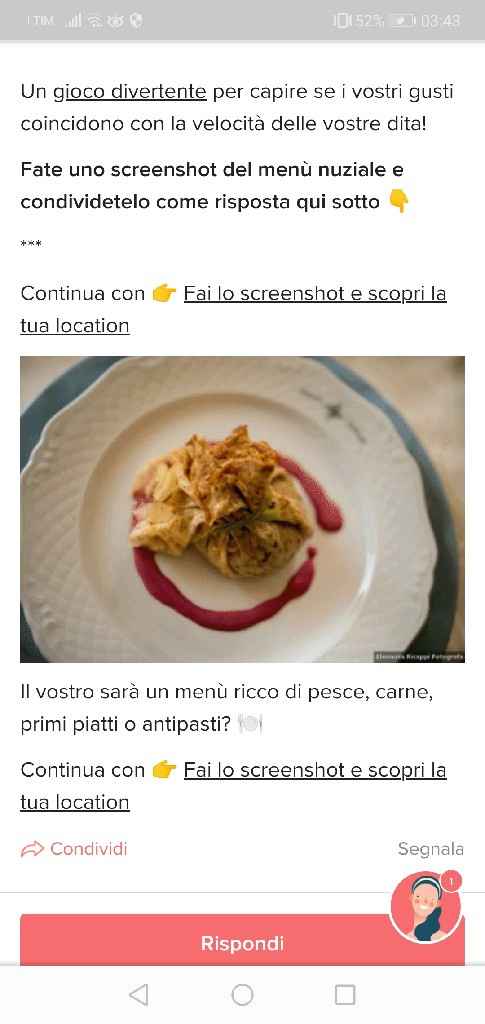 Fai lo screenshot e scopri il tuo menù - 1