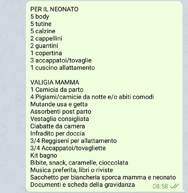 Borsa ospedale mamma bambino 2