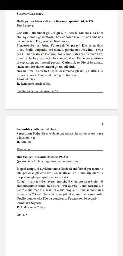 Scelta delle letture. - 2