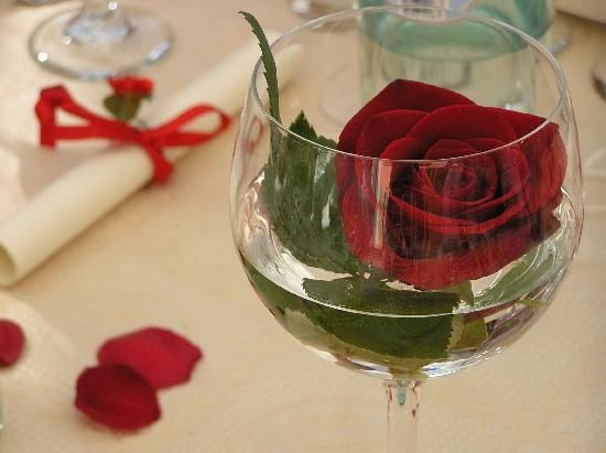 Rosa rossa in bicchiere