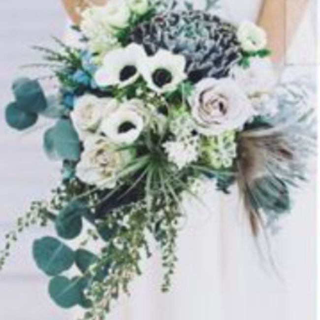Bouquet e decorazioni verde petrolio e rosa 12