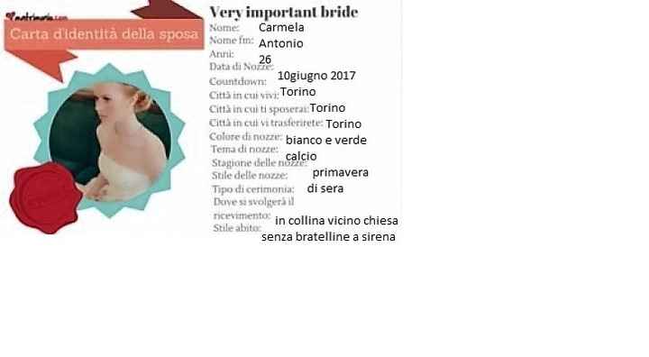 carta d'identità della sposa - Carmela