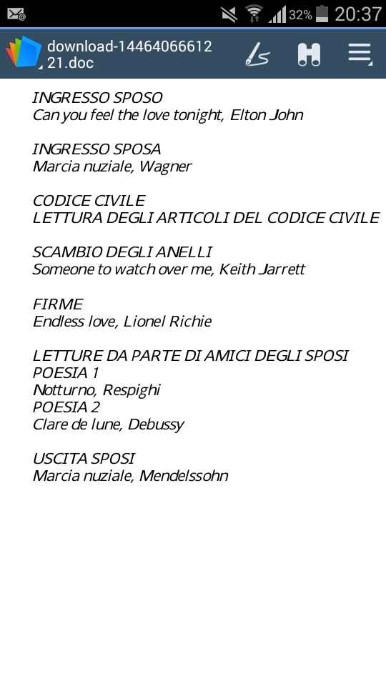 Musiche durante il rito civile - 1