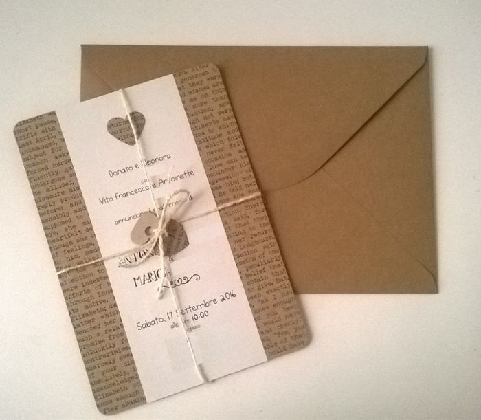 Partecipazione chiusa con spago da inserire in busta