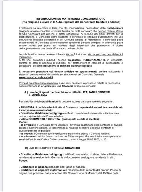 Matrimonio in italia per residenti in Germania ! 1