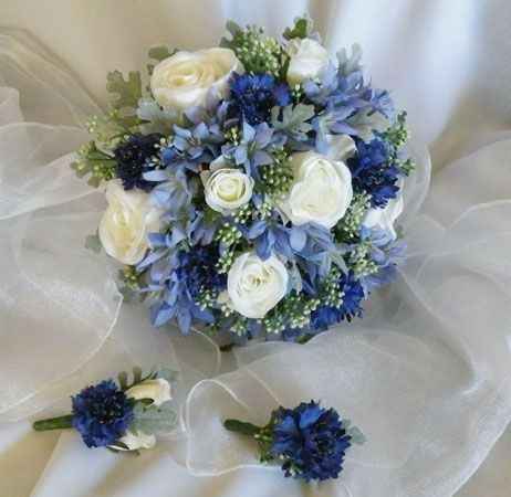 Bouquet sposa bianco-blu - 4