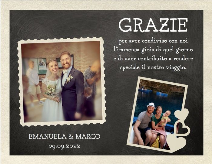 Ringraziamenti post matrimonio 1