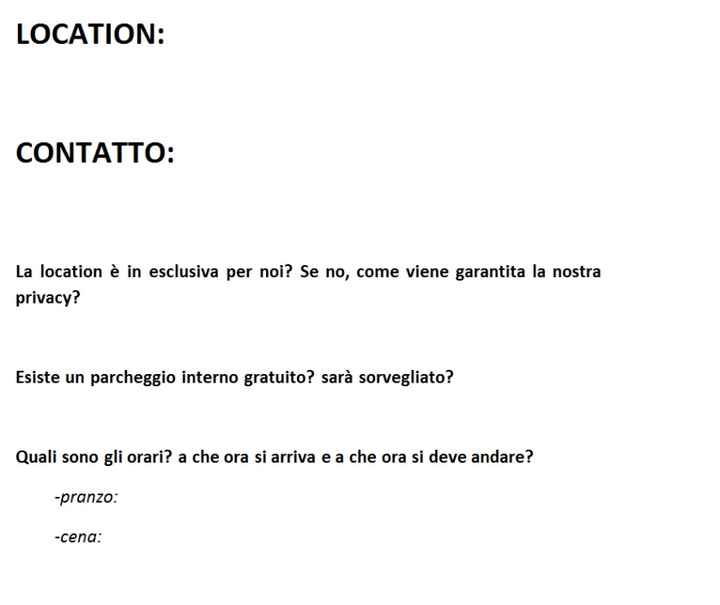 aggiunta la domanda sul parcheggio! 
