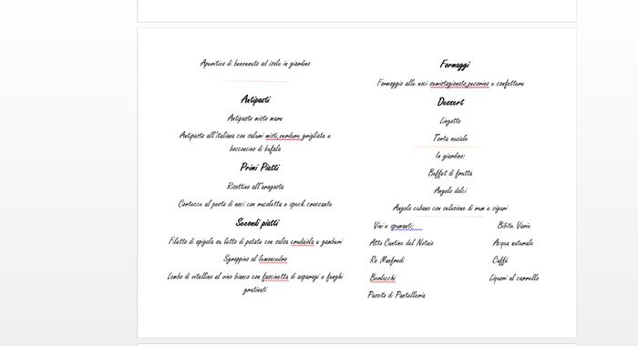 pagine interne menù