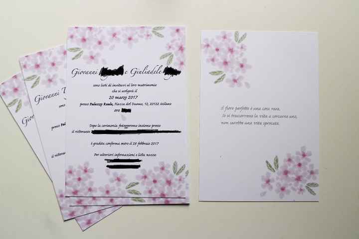 Partecipazioni fai-da-me (ho ovviamente coperto un po' di dettagli personali e purtroppo in foto i c