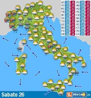 aggiornamento meteo 26 settembre