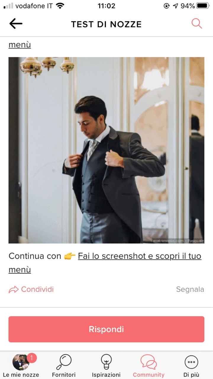 Fai lo screenshot e scopri il vestito dello sposo - 1