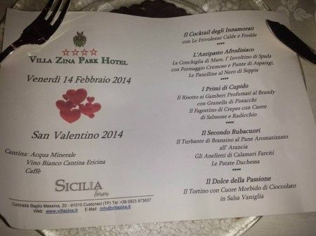 menu san valentino