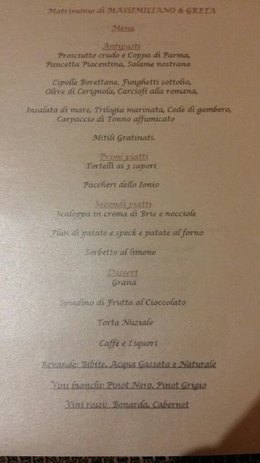 Il mio menù di nozze - che ve ne pare? - 1