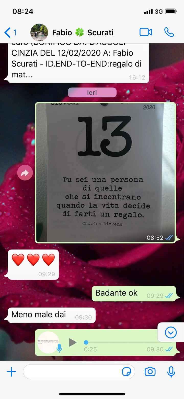 Condividi lo screenshot dell'ultimo messaggio che vi siete inviati - 1