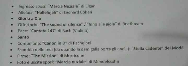 Scaletta musica - 1