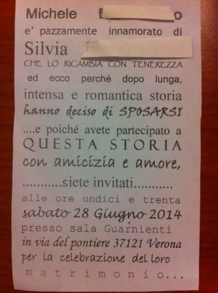 Testo partecipazione originali scritta da noi - 2