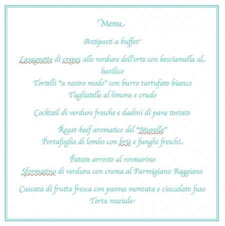 il nostro menu