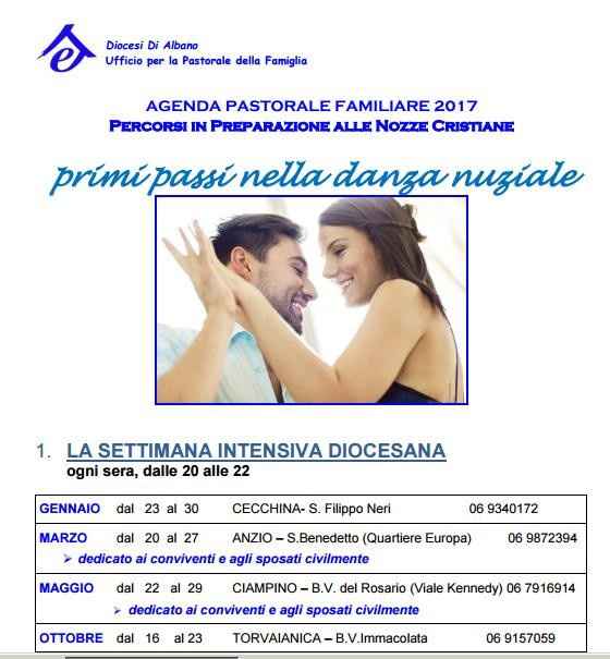 DIOCESI ALBANO CORSI PREMATRIMONIALI 2017