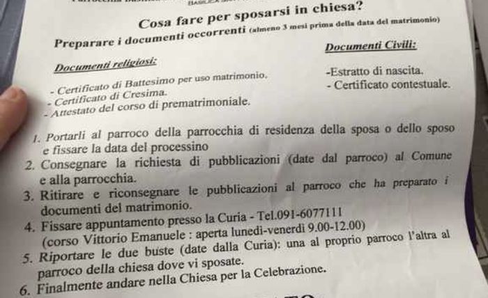 Documenti per la cerimonia in Chiesa - 1