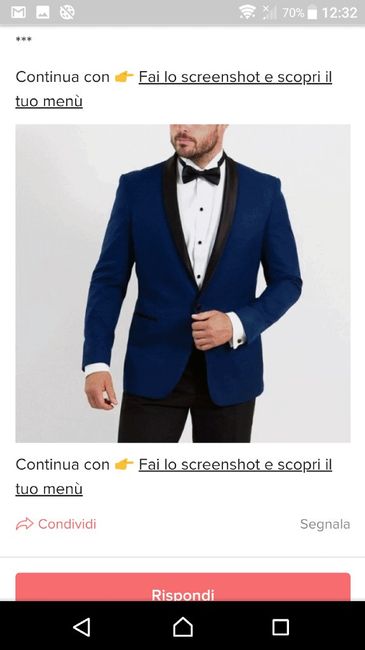 Fai lo screenshot e scopri il vestito dello sposo 30