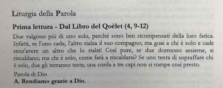 Prima lettura matrimonio religioso - 1