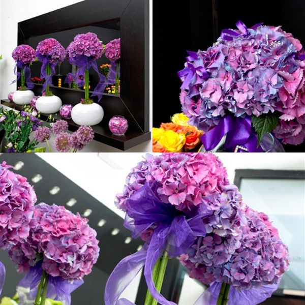 bouquet con ortensie lilla