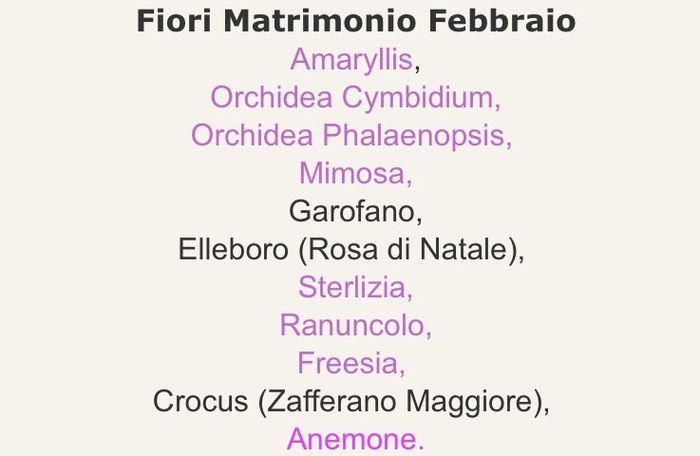 Fiori  e la loro stagionalità - 2