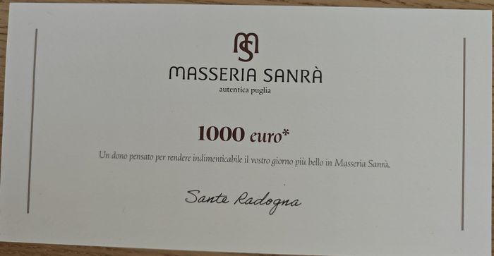 Voucher 1000€ Masseria Sanrà 2