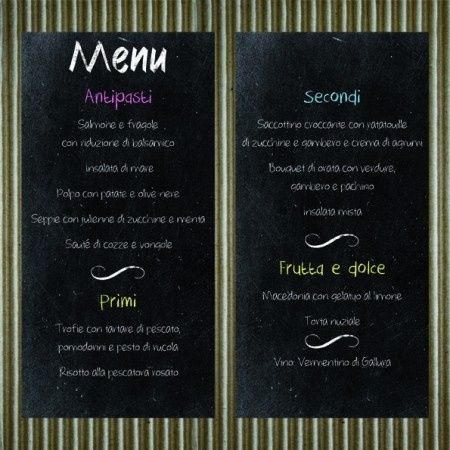 Menu stile lavagna