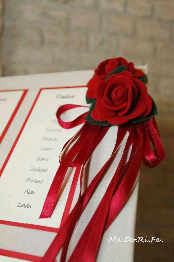 Tableau mariage con tema bianco rosso - 1