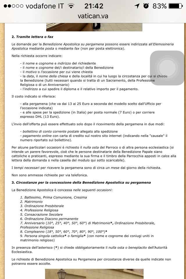 Benedizione del papa - 1