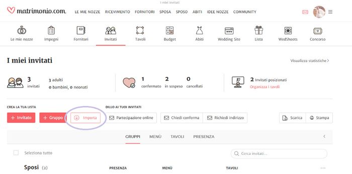 Importa invitati