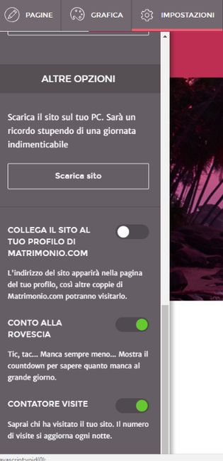 3. Per ultimo nel caso il tuo sito wedding site dovesse apparire sul tuo profilo di Matrimonio.com: 