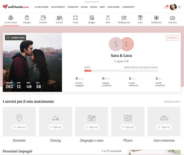 Ecco come vedrete ora la sezione le mie nozze