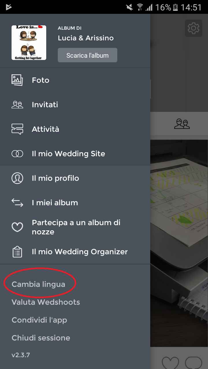 cambiare lingua wedshoots