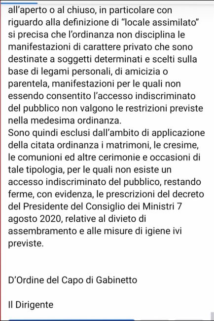 Nuova ordinanza ministro speranza sposa del 29.8.20 2
