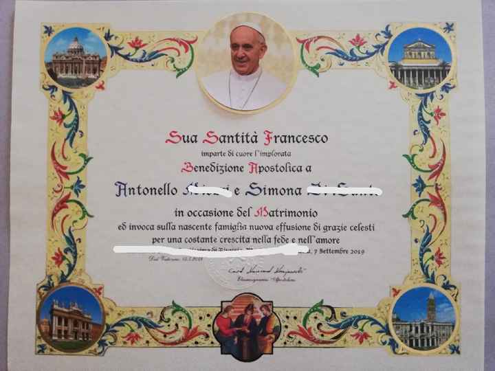 Pergamena Benedizione del Papa - 1