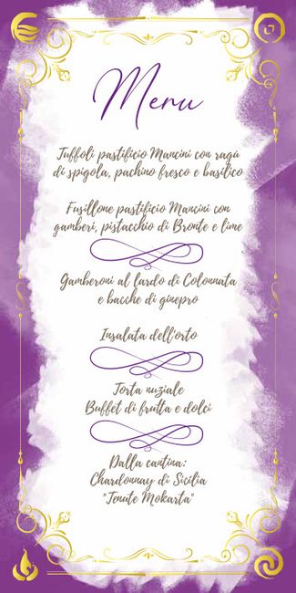 Foto menù pranzo di nozze 1