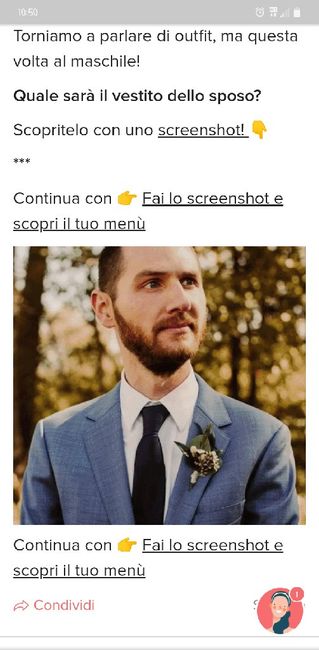 Fai lo screenshot e scopri il vestito dello sposo - 1