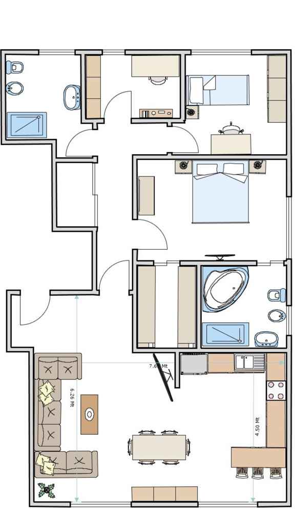 Disposizione cucina e soggiorno in open space - 1