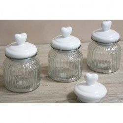 Barattoli vetro e tappo cuore in ceramica